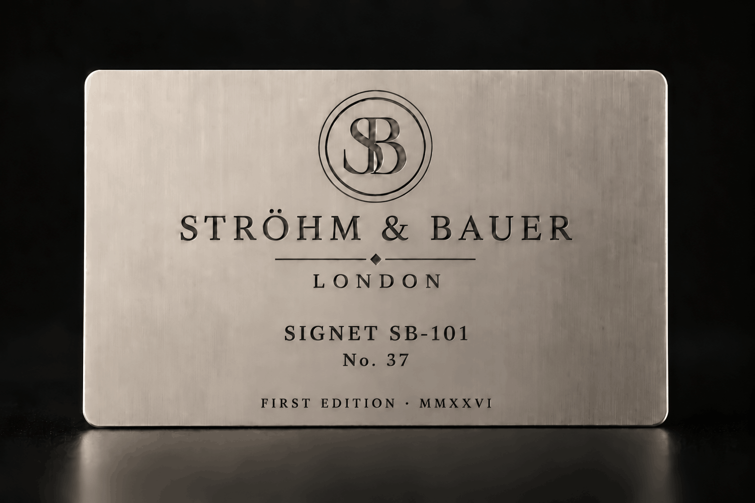 The engraved steel identity card, marked with the reference and edition number